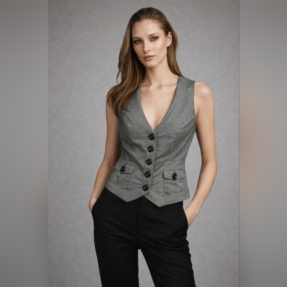 Modern Tailored Pinstripe Vest